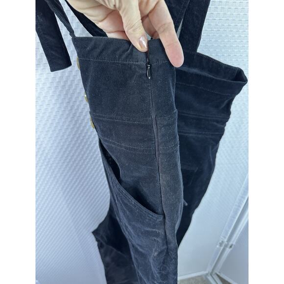 Anthropologie Buttoned Pinafore Corduroy Jumpsuit Size 14 Black 99% Cotton - Picture 11 of 14